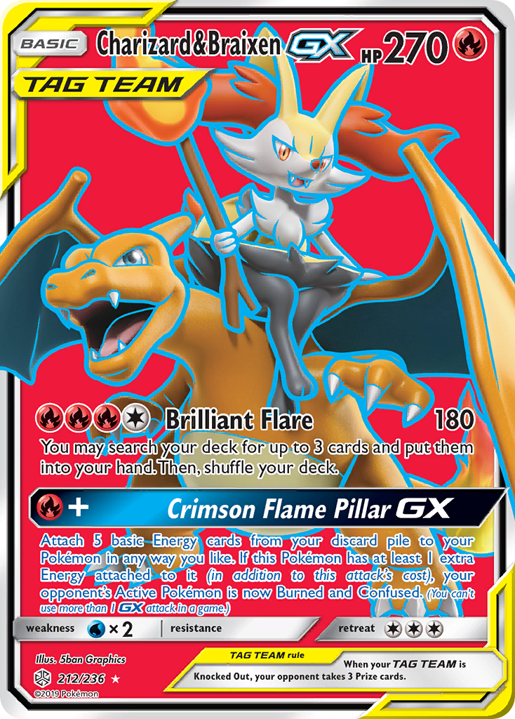 Charizard & Braixen GX (212/236) [Sun & Moon: Cosmic Eclipse] | Galaxy Games LLC