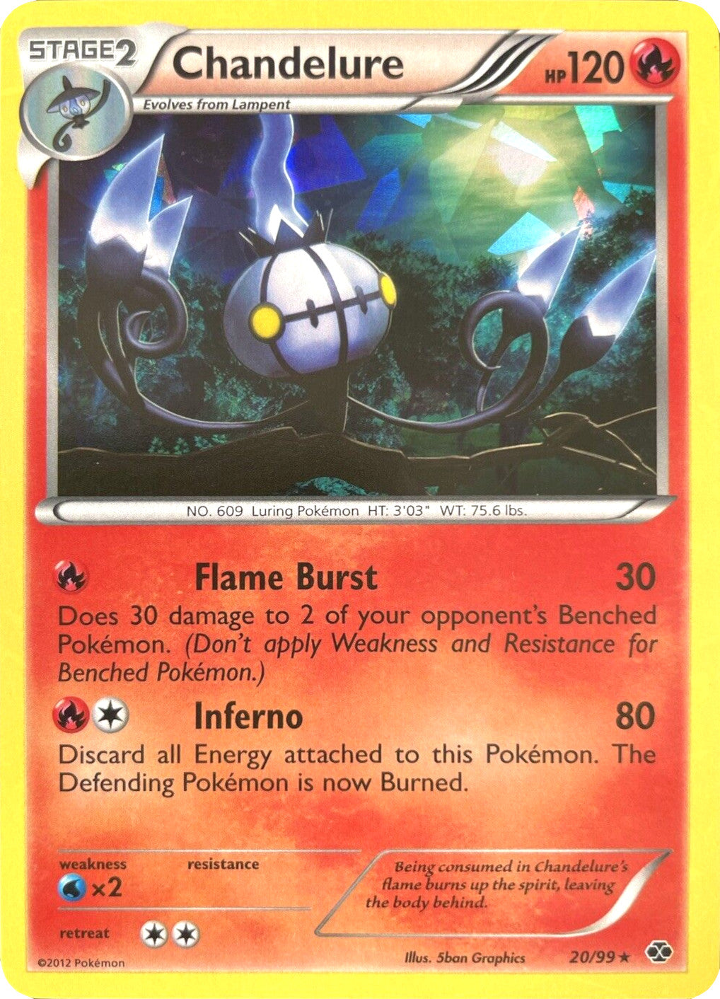 Chandelure (20/99) (Cracked Ice Holo) [Black & White: Next Destinies] | Galaxy Games LLC