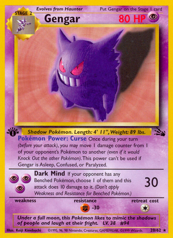 Gengar (20/62) [Fossil 1st Edition] | Galaxy Games LLC