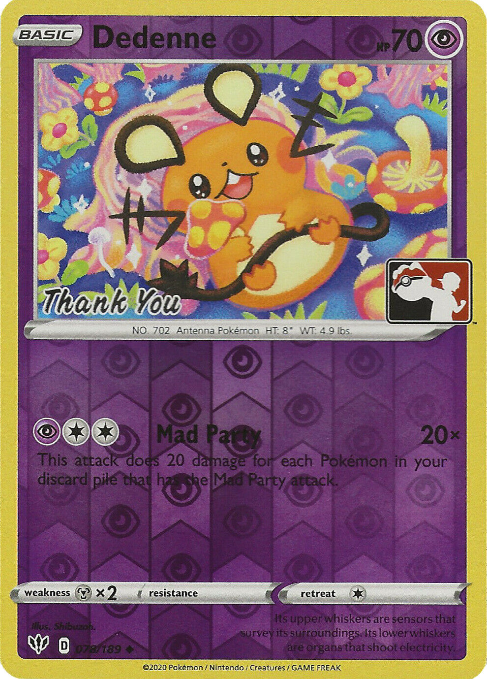 Dedenne (078/189) (Thank You Promo) [Sword & Shield: Darkness Ablaze] | Galaxy Games LLC