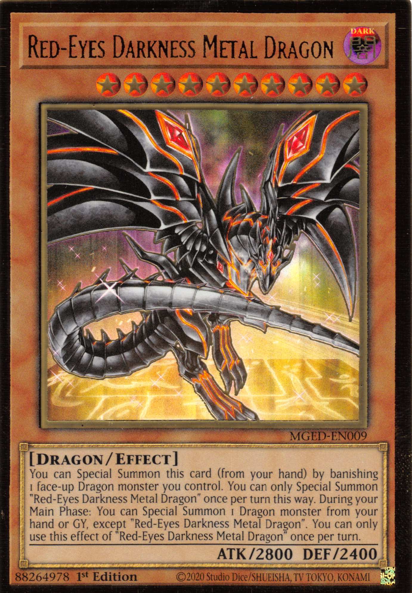 Red-Eyes Darkness Metal Dragon (Alternate Art) [MGED-EN009] Gold Rare | Galaxy Games LLC