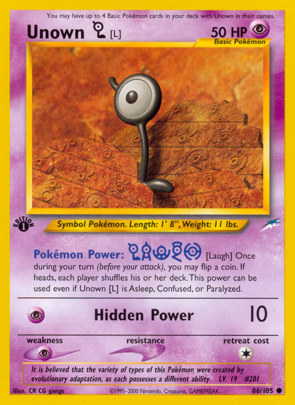 Unown [L] (86/105) [Neo Destiny 1st Edition] | Galaxy Games LLC