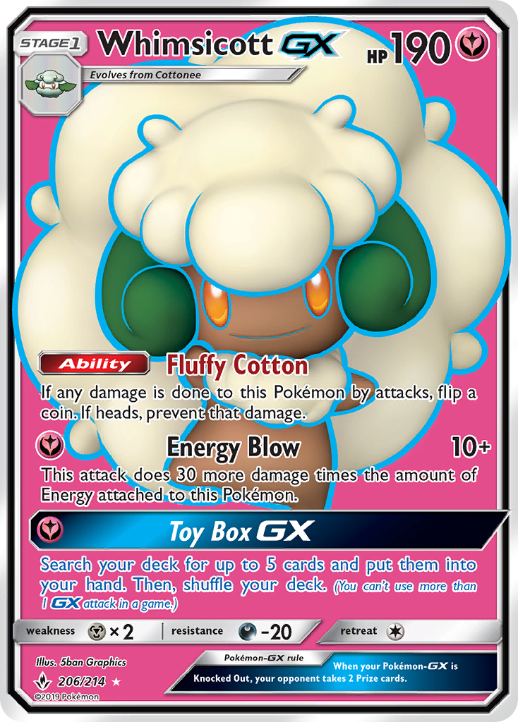 Whimsicott GX (206/214) [Sun & Moon: Unbroken Bonds] | Galaxy Games LLC