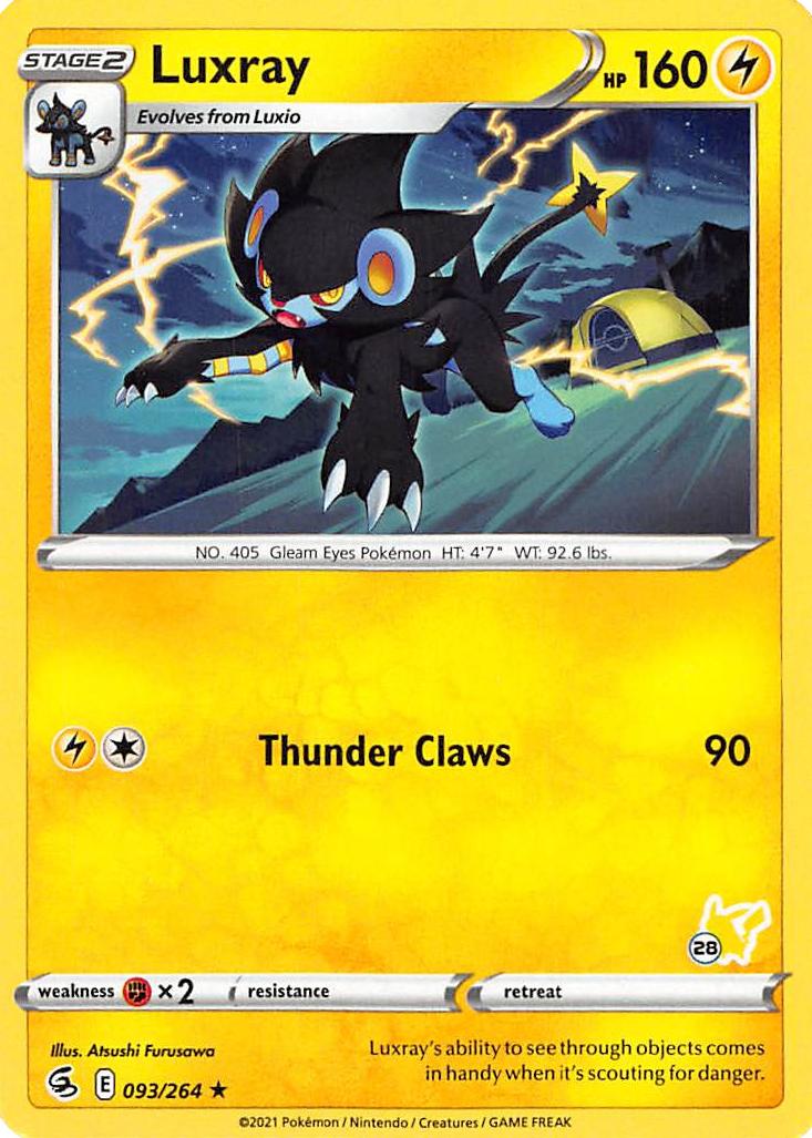 Luxray (093/264) (Pikachu Stamp #28) [Battle Academy 2022] | Galaxy Games LLC