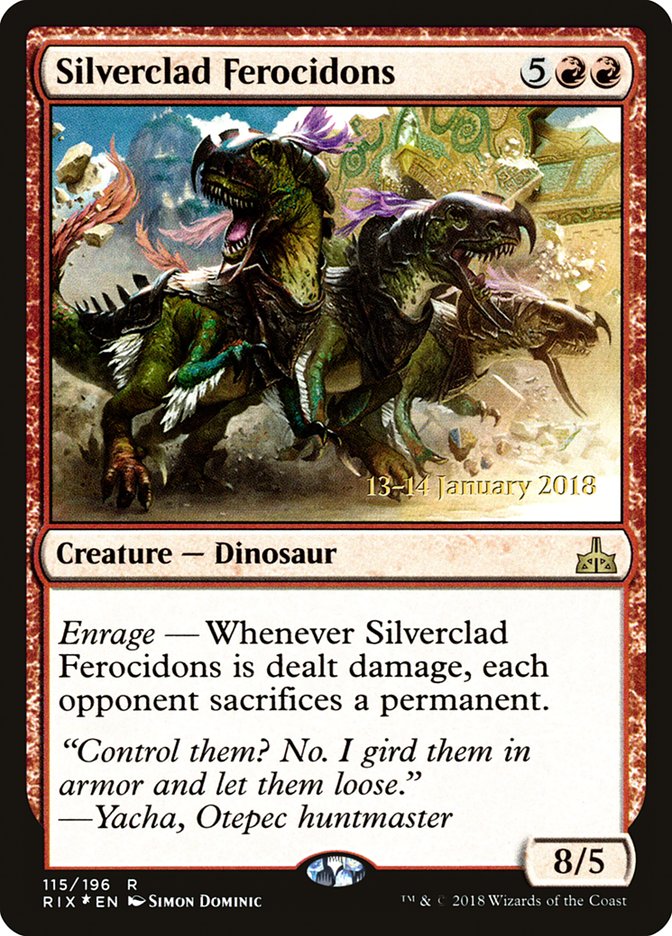 Silverclad Ferocidons [Rivals of Ixalan Prerelease Promos] | Galaxy Games LLC