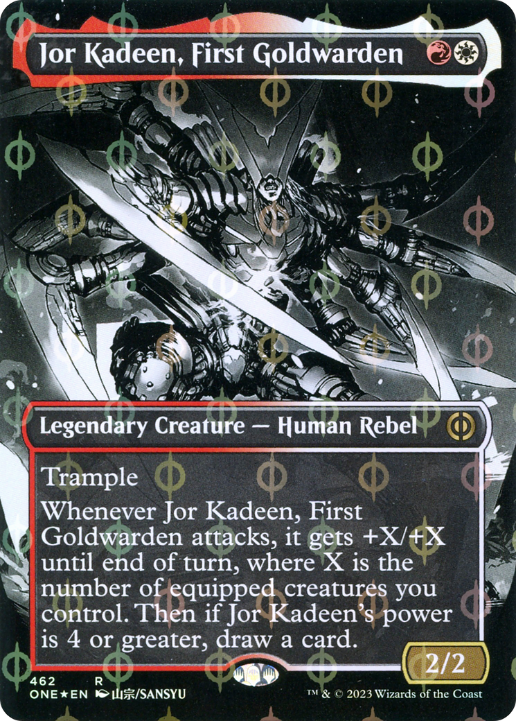 Jor Kadeen, First Goldwarden (Borderless Manga Step-and-Compleat Foil) [Phyrexia: All Will Be One] | Galaxy Games LLC