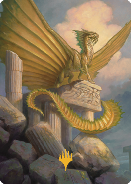 Ancient Gold Dragon Art Card (05) (Gold-Stamped Signature) [Commander Legends: Battle for Baldur's Gate Art Series] | Galaxy Games LLC