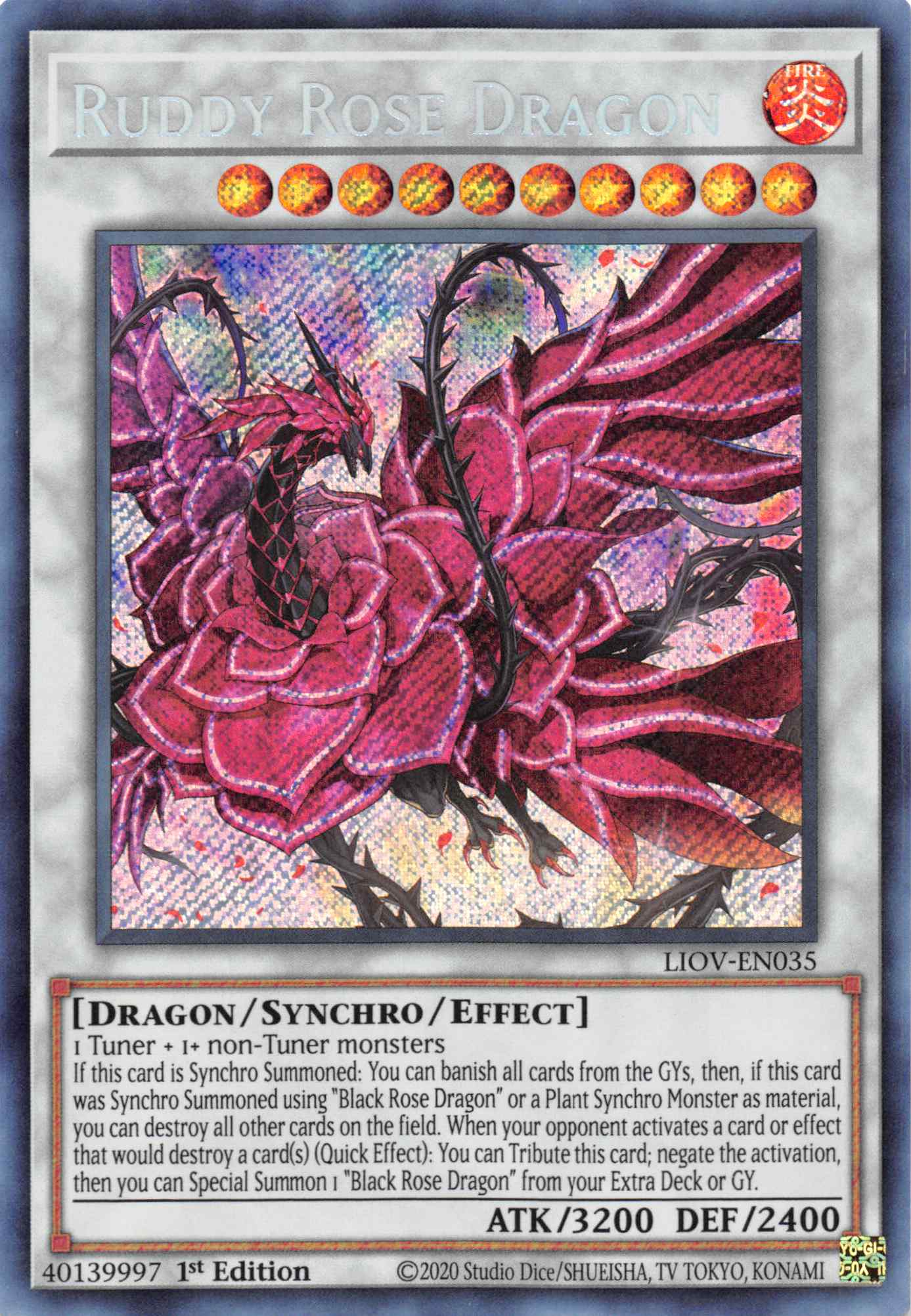 Ruddy Rose Dragon [LIOV-EN035] Secret Rare | Galaxy Games LLC