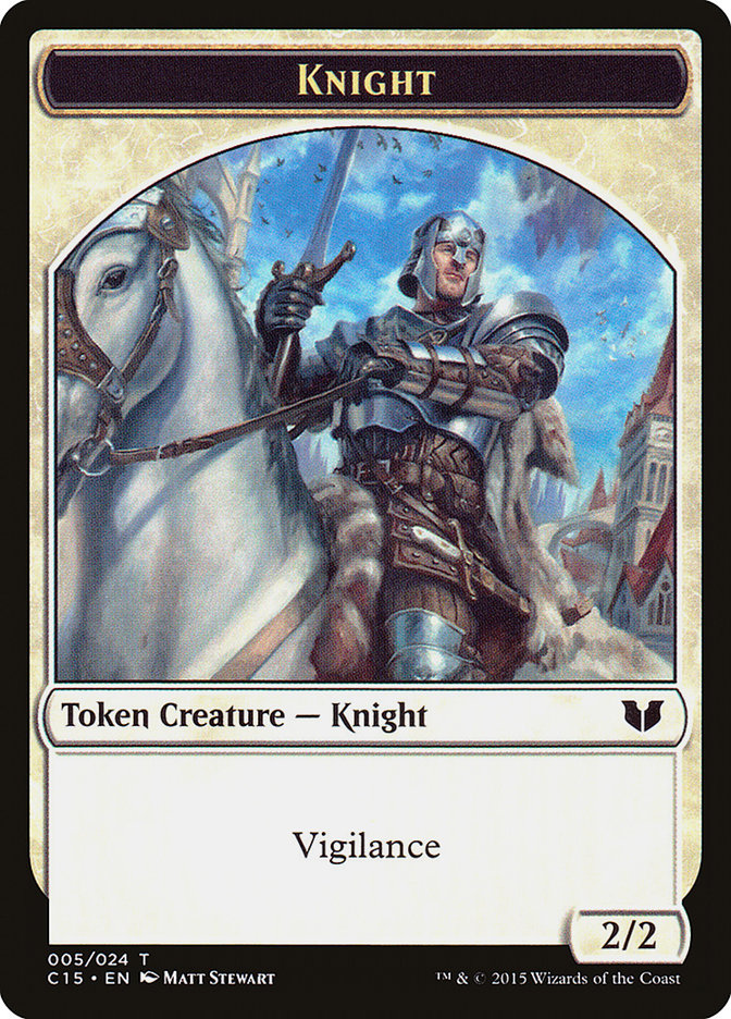 Knight (005) // Spirit (023) Double-Sided Token [Commander 2015 Tokens] | Galaxy Games LLC