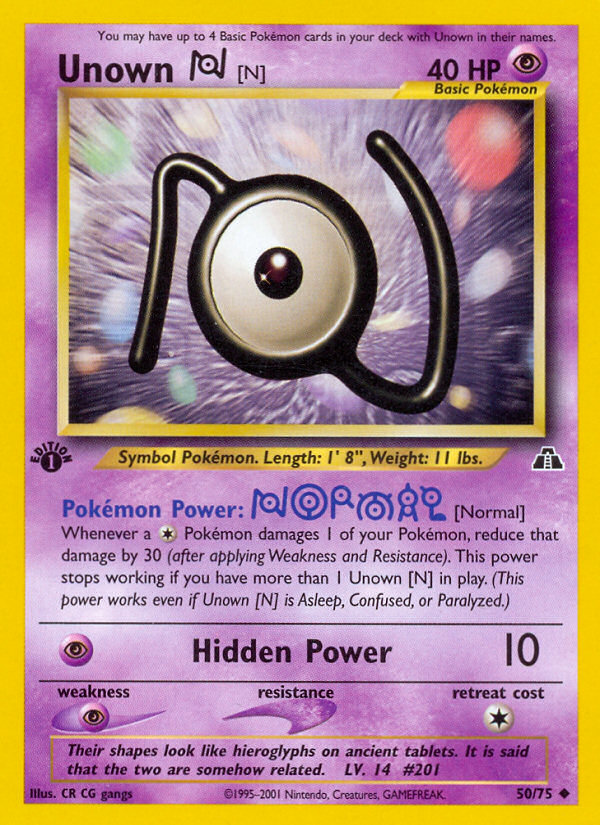 Unown [N] (50/75) [Neo Discovery 1st Edition] | Galaxy Games LLC