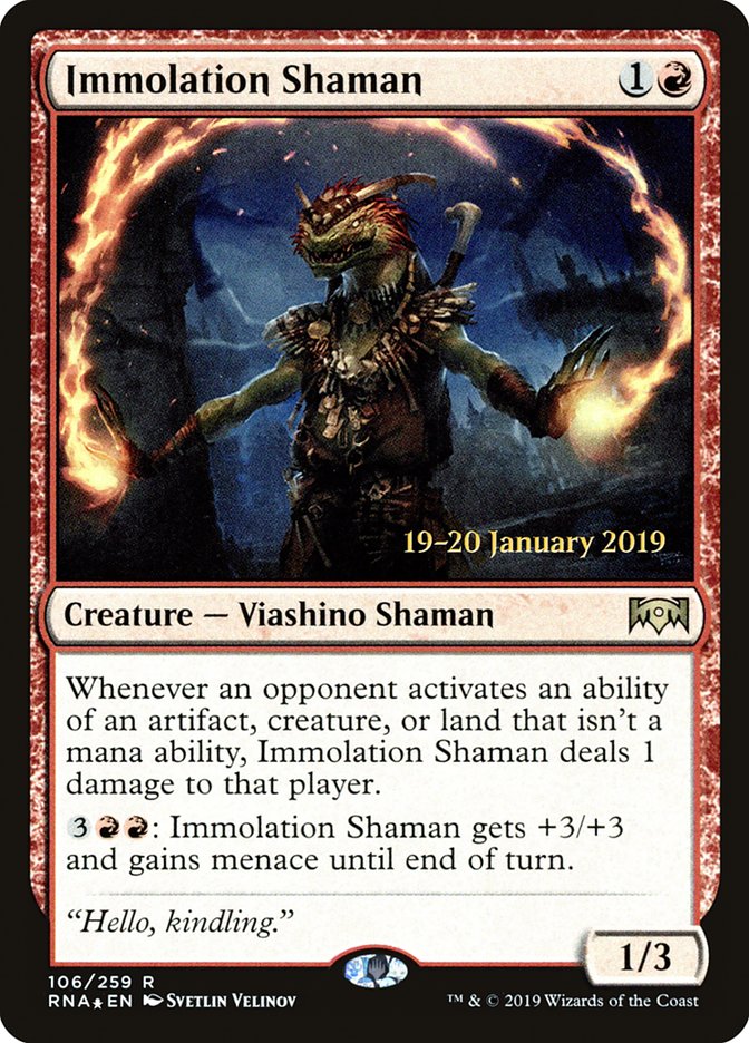 Immolation Shaman [Ravnica Allegiance Prerelease Promos] | Galaxy Games LLC