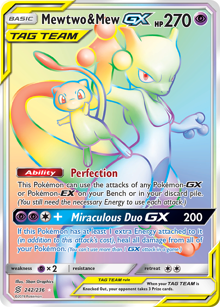 Mewtwo & Mew GX (242/236) [Sun & Moon: Unified Minds] | Galaxy Games LLC