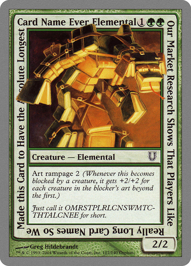 Our Market Research Shows That Players Like Really Long Card Names So We Made this Card to Have the Absolute Longest Card Name Ever Elemental [Unhinged] | Galaxy Games LLC