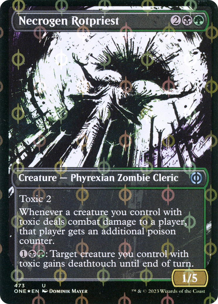 Necrogen Rotpriest (Borderless Ichor Step-and-Compleat Foil) [Phyrexia: All Will Be One] | Galaxy Games LLC