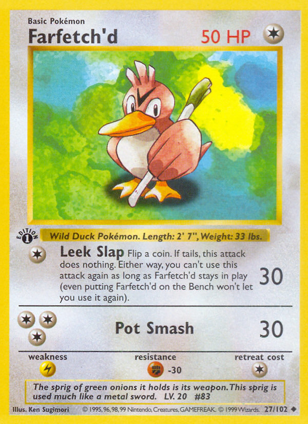 Farfetch'd (27/102) (Shadowless) [Base Set 1st Edition] | Galaxy Games LLC