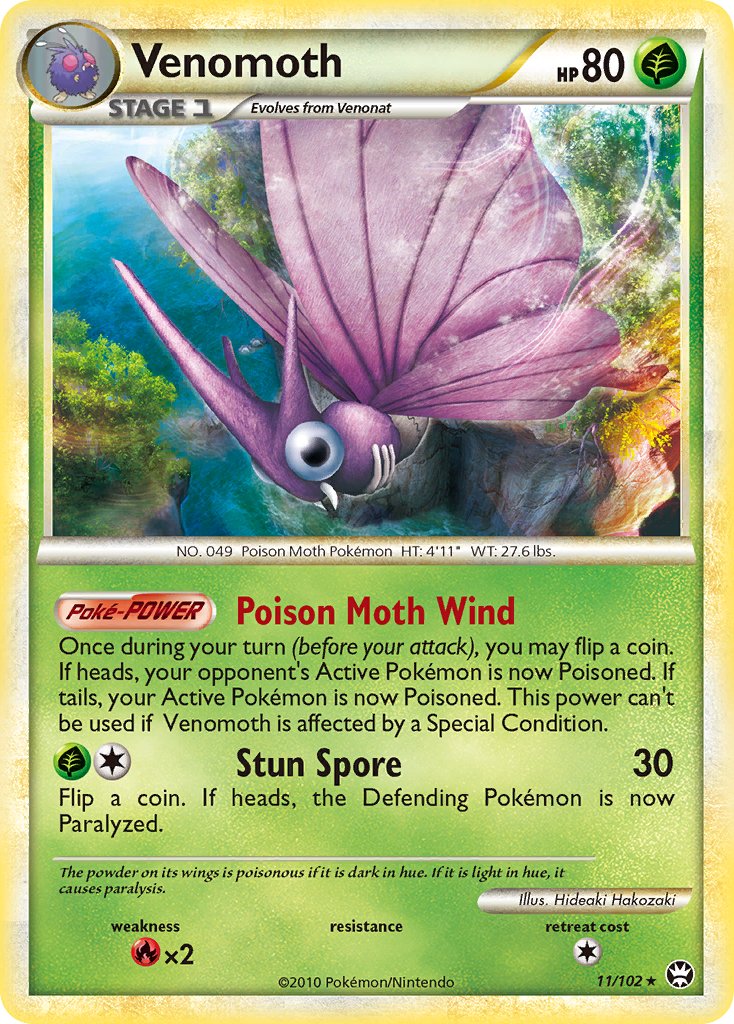 Venomoth (11/102) (Theme Deck Exclusive) [HeartGold & SoulSilver: Triumphant] | Galaxy Games LLC