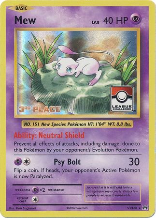 Mew (53/108) (League Promo 3rd Place) [XY: Evolutions] | Galaxy Games LLC