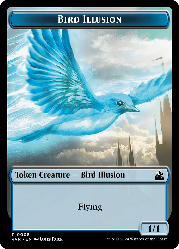 Elf Knight // Bird Illusion Double-Sided Token [Ravnica Remastered Tokens] | Galaxy Games LLC