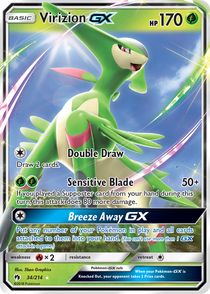 Virizion GX (34/214) [Sun & Moon: Lost Thunder] | Galaxy Games LLC