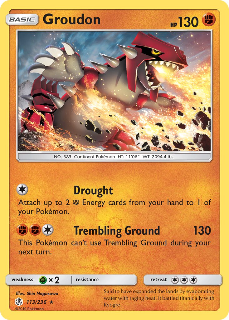 Groudon (113/236) (Cracked Ice Holo) (Theme Deck Exclusive) [Sun & Moon: Cosmic Eclipse] | Galaxy Games LLC