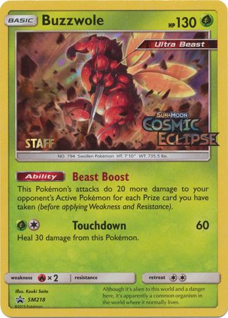 Buzzwole (SM218) (Staff Prerelease Promo) [Sun & Moon: Black Star Promos] | Galaxy Games LLC