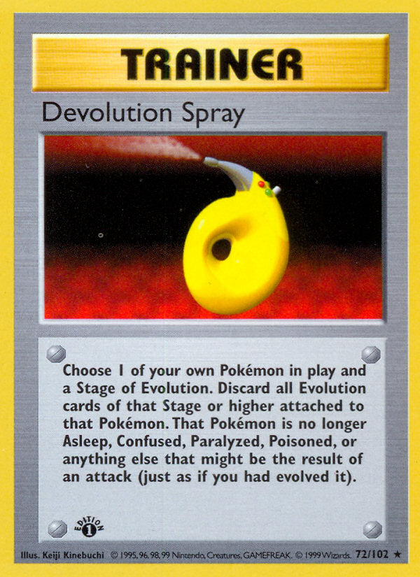 Devolution Spray (72/102) (Shadowless) [Base Set 1st Edition] | Galaxy Games LLC