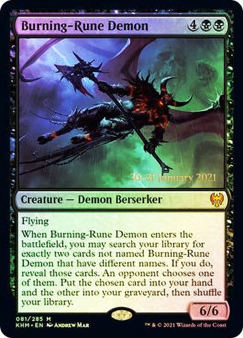 Burning-Rune Demon [Kaldheim Prerelease Promos] | Galaxy Games LLC