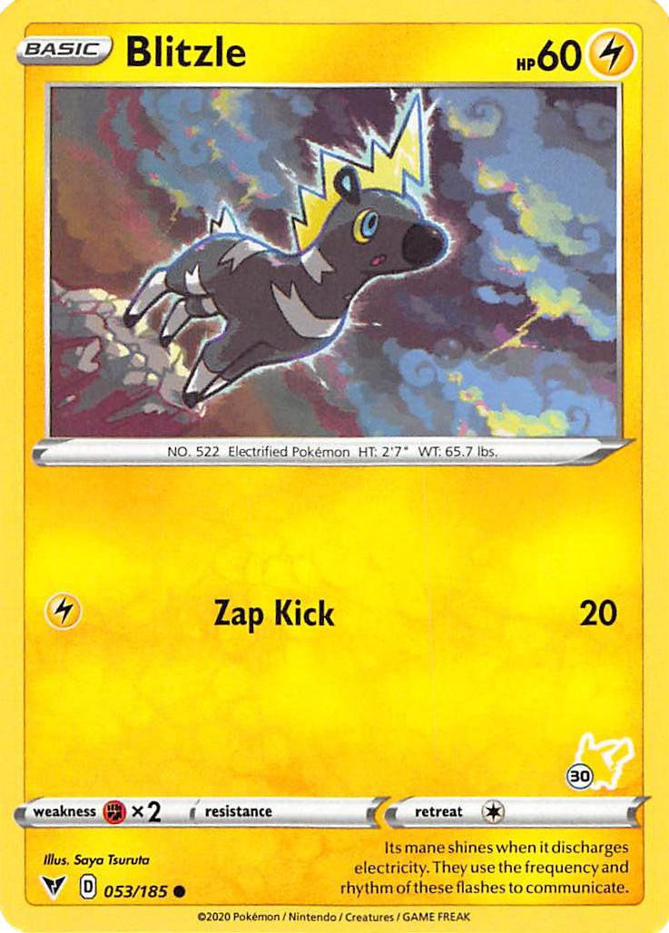 Blitzle (053/185) (Pikachu Stamp #30) [Battle Academy 2022] | Galaxy Games LLC