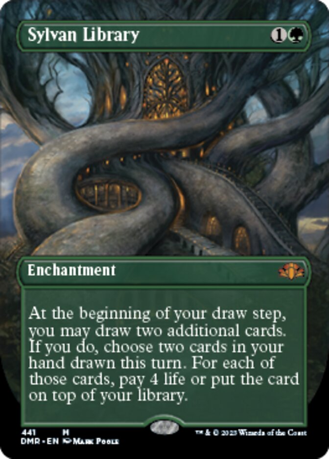 Sylvan Library (Borderless Alternate Art) [Dominaria Remastered] | Galaxy Games LLC