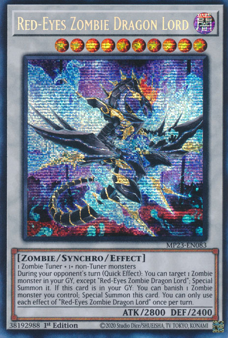 Red-Eyes Zombie Dragon Lord [MP23-EN083] Prismatic Secret Rare | Galaxy Games LLC