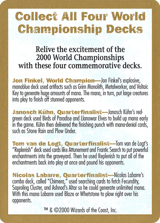 2000 World Championships Ad [World Championship Decks 2000] | Galaxy Games LLC