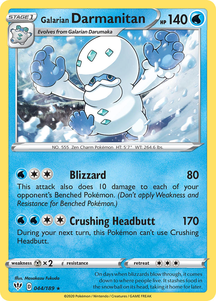 Galarian Darmanitan (044/189) (Cracked Ice Holo) (Theme Deck Exclusive) [Sword & Shield: Darkness Ablaze] | Galaxy Games LLC