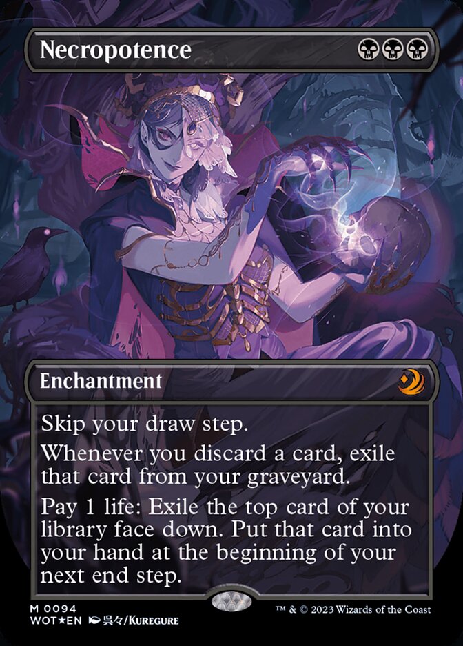 Necropotence (Anime Borderless) (Confetti Foil) [Wilds of Eldraine: Enchanting Tales] | Galaxy Games LLC