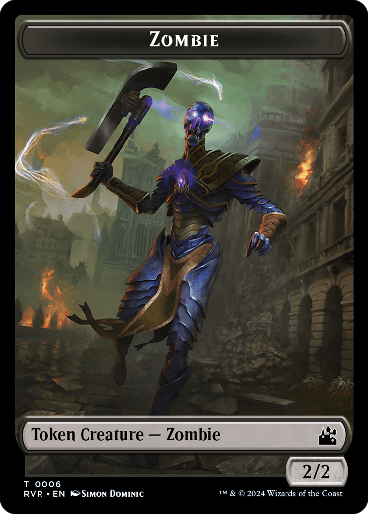 Elf Knight // Zombie Double-Sided Token [Ravnica Remastered Tokens] | Galaxy Games LLC