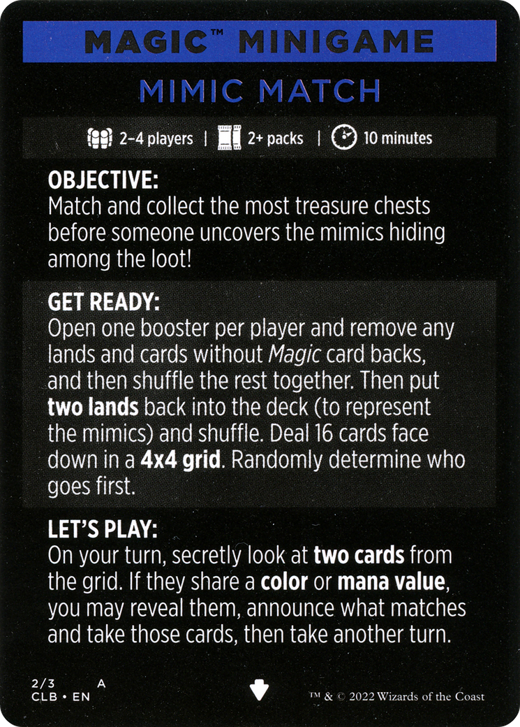 Mimic Match (Magic Minigame) [Commander Legends: Battle for Baldur's Gate Minigame] | Galaxy Games LLC