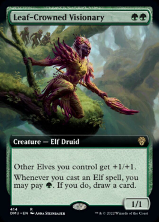 Leaf-Crowned Visionary (Extended Art) [Dominaria United] | Galaxy Games LLC