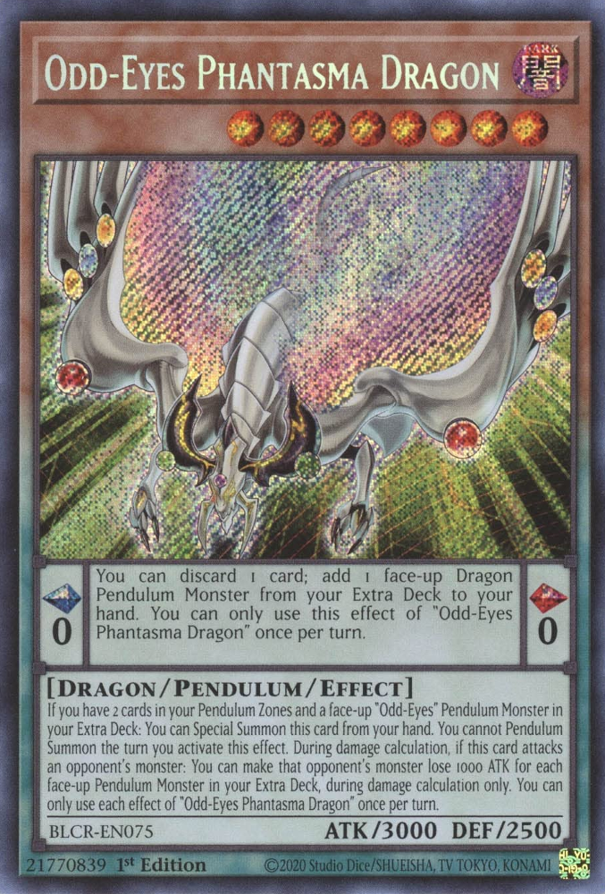 Odd-Eyes Phantasma Dragon [BLCR-EN075] Secret Rare | Galaxy Games LLC