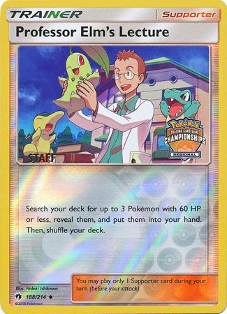 Professor Elm's Lecture (188/214) (Regional Championship Promo Staff) [Sun & Moon: Lost Thunder] | Galaxy Games LLC