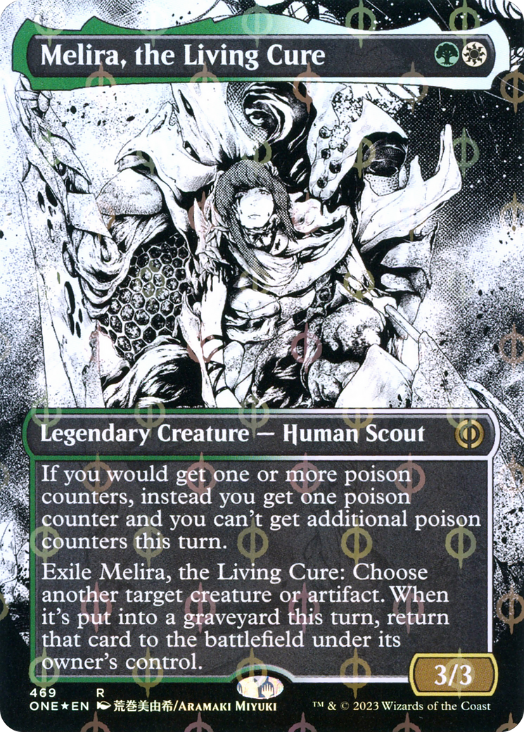 Melira, the Living Cure (Borderless Manga Step-and-Compleat Foil) [Phyrexia: All Will Be One] | Galaxy Games LLC