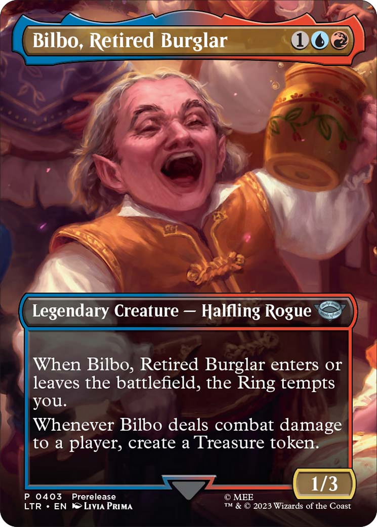Bilbo, Retired Burglar (Borderless Alternate Art) [The Lord of the Rings: Tales of Middle-Earth] | Galaxy Games LLC