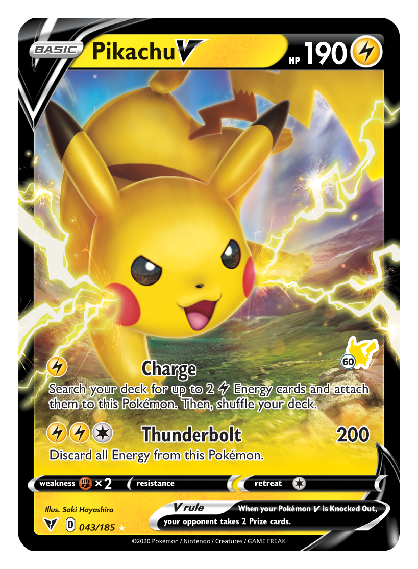 Pikachu V (043/185) (Pikachu Stamp #60) [Battle Academy 2022] | Galaxy Games LLC