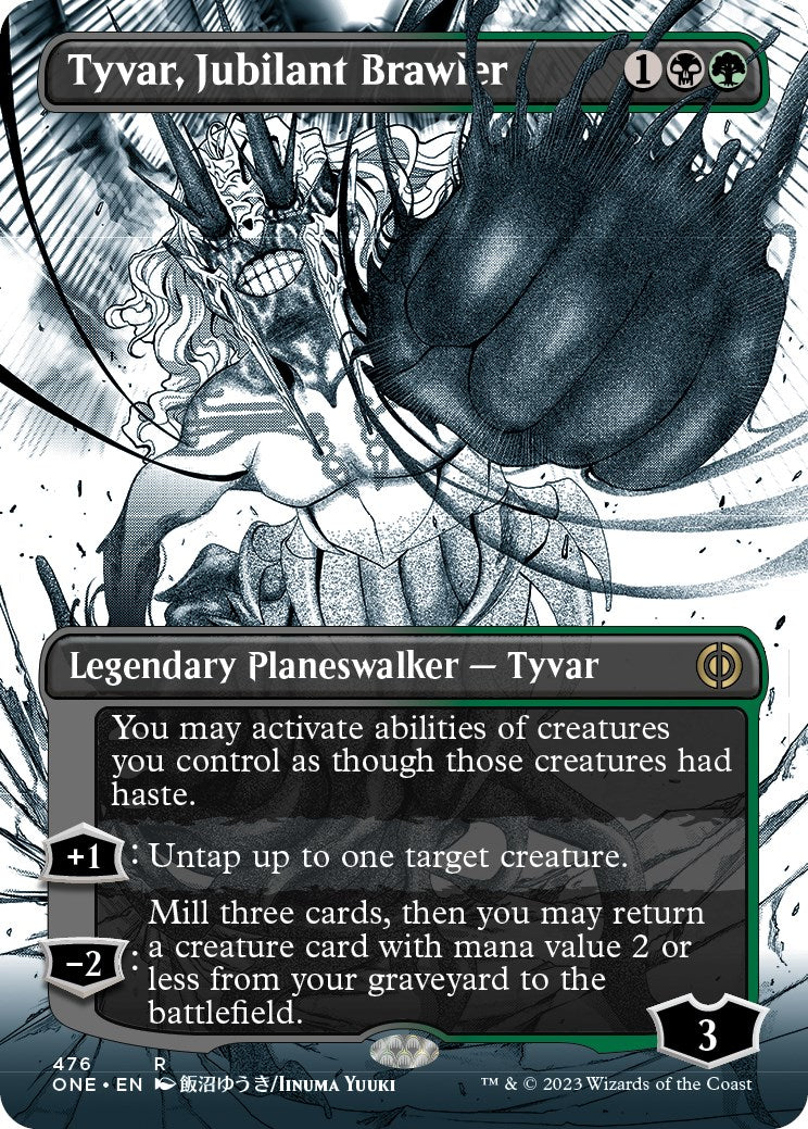 Tyvar, Jubilant Brawler (Borderless Manga Step-and-Compleat Foil) [Phyrexia: All Will Be One] | Galaxy Games LLC