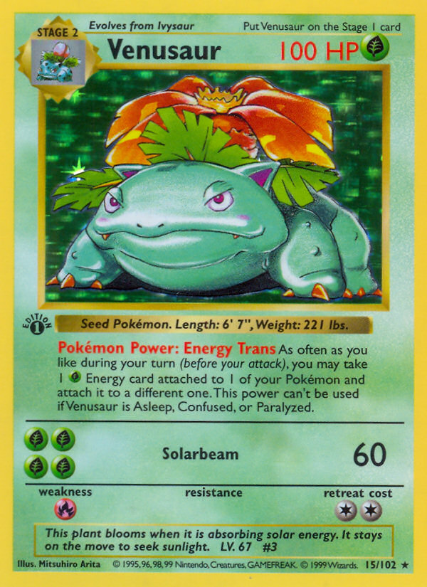 Venusaur (15/102) (Shadowless) [Base Set 1st Edition] | Galaxy Games LLC