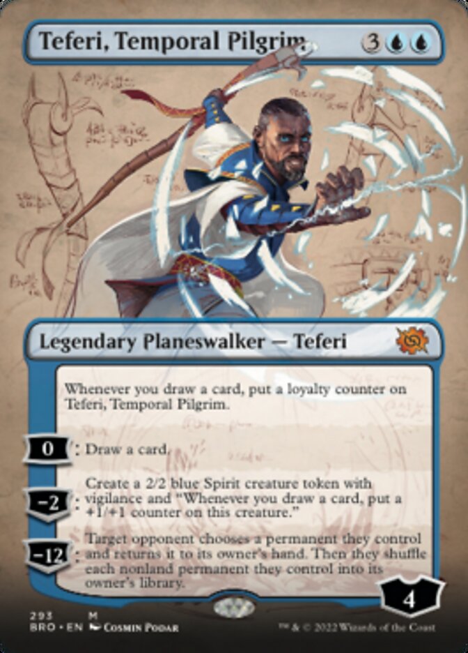 Teferi, Temporal Pilgrim (Borderless Alternate Art) [The Brothers' War] | Galaxy Games LLC