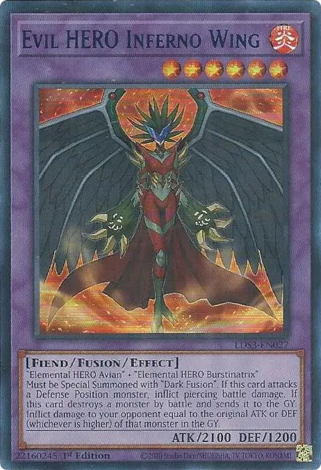 Evil HERO Inferno Wing (Blue) [LDS3-EN027] Ultra Rare | Galaxy Games LLC