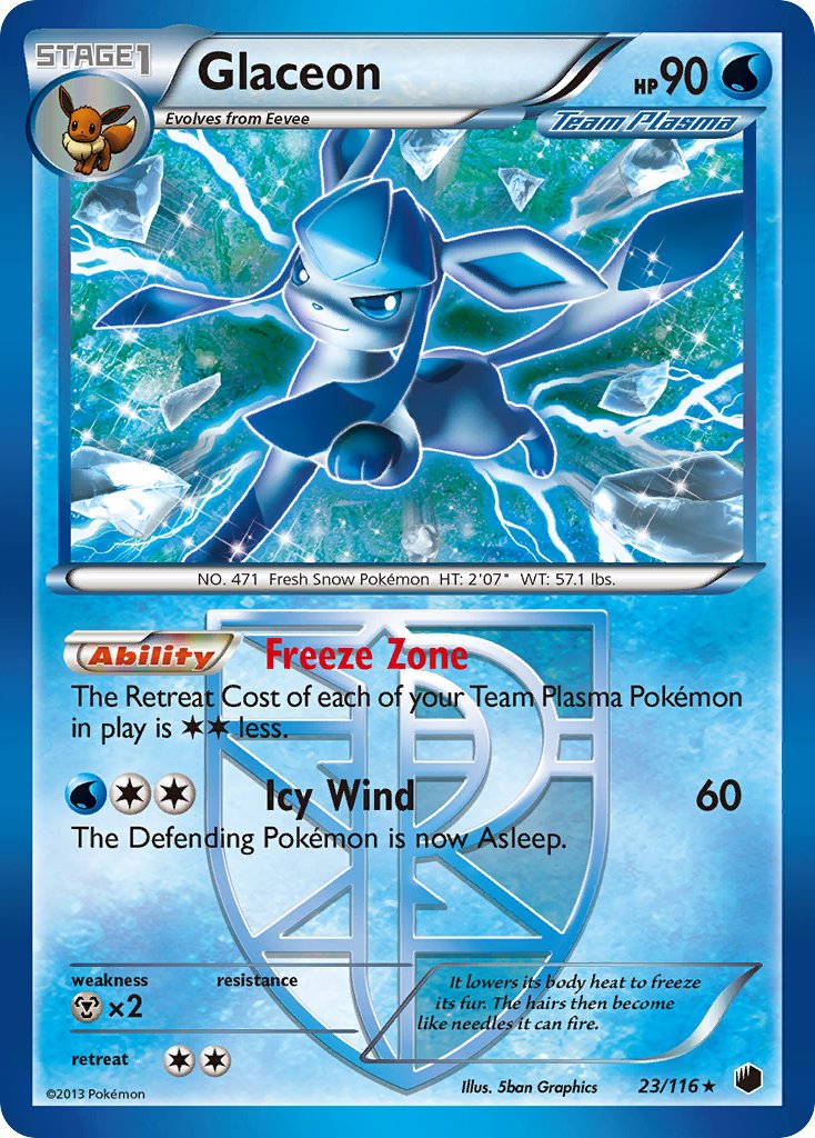 Glaceon (23/116) (Theme Deck Exclusive) [Black & White: Plasma Freeze] | Galaxy Games LLC