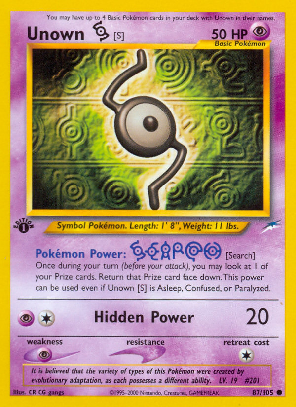 Unown [S] (87/105) [Neo Destiny 1st Edition] | Galaxy Games LLC