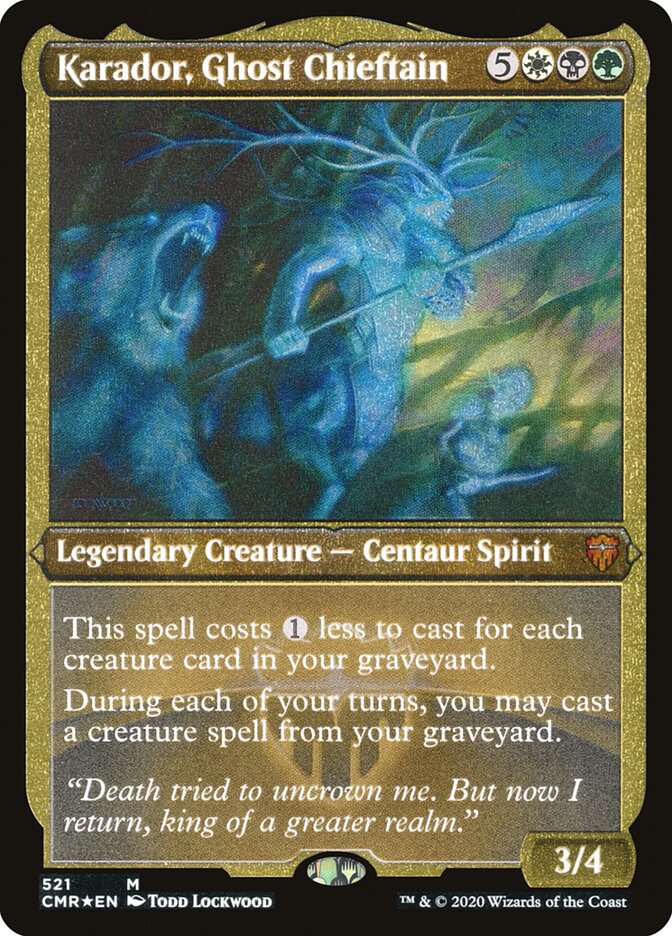 Karador, Ghost Chieftain (Etched) [Commander Legends] | Galaxy Games LLC