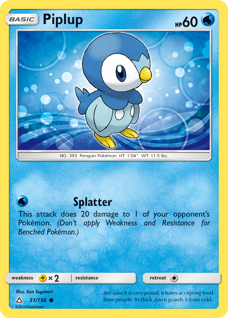 Piplup (31/156) [Sun & Moon: Ultra Prism] | Galaxy Games LLC