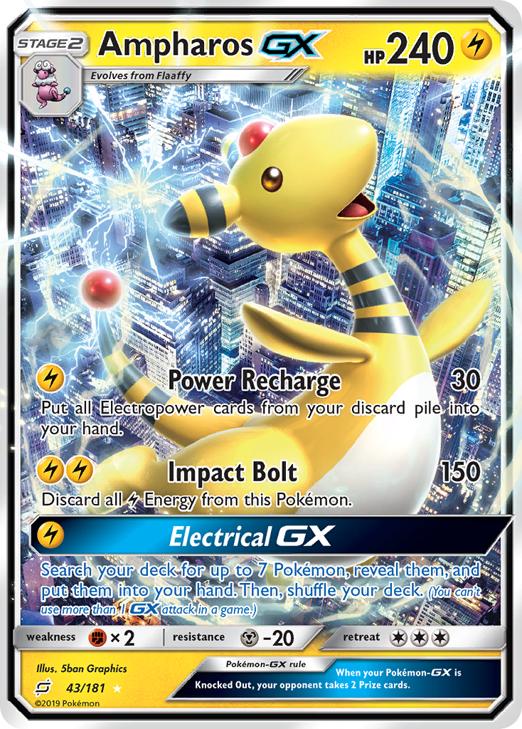 Ampharos GX (43/181) [Sun & Moon: Team Up] | Galaxy Games LLC